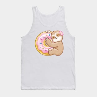 Pink Donut Cute Sloth Tank Top